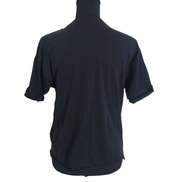 Sandro Black T-shirt Chain Detail Short Sleeve Capsule Wardrobe 100% Cotton Sz 1 - Picture 2 of 11